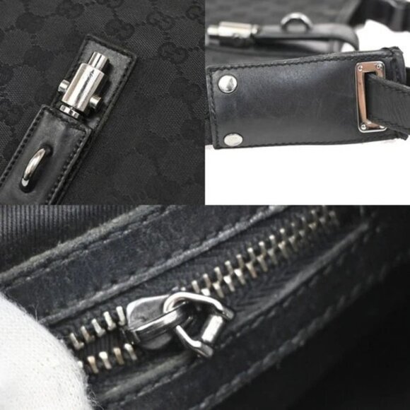 GUCCI GG Pattern Jackie Shoulder Hobo Bag Canvas Leather Black Italy 04DA282 - Picture 10 of 16